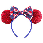 American USA Flag Tinsel Party Headband - Patriotic Sequin Headgear - Red White Blue Headband