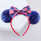 American USA Flag Tinsel Party Headband - Patriotic Sequin Headgear - Red White Blue Headband