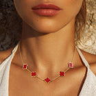 Gold Dipped Mother of Pearl Quatrefoil Station Necklace - Clover Necklace - Dainty Layering Chain