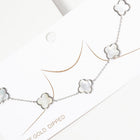 Gold Dipped Mother of Pearl Quatrefoil Station Necklace - Clover Necklace - Dainty Layering Chain