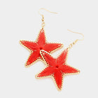 Thread Wrapped Star Dangle Earrings - Boho Celestial Drop Earrings - Artisan Threads Earring