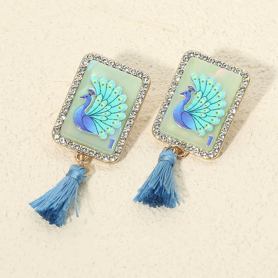 Frame  Style Tassel Drop Earrings - Colorful Tassel Festival Dangle Earring - Boho Statement Jewelry
