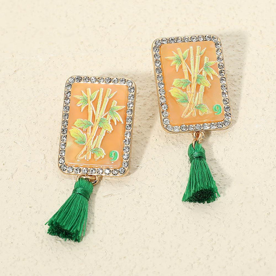 Frame  Style Tassel Drop Earrings - Colorful Tassel Festival Dangle Earring - Boho Statement Jewelry