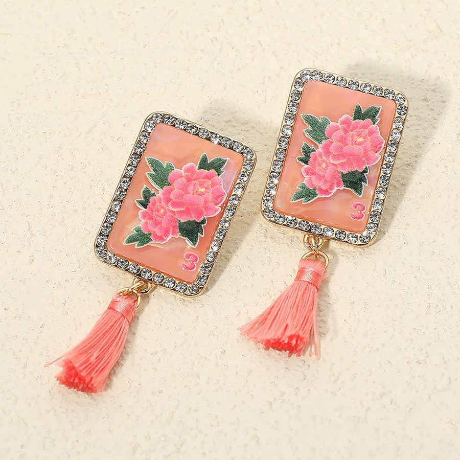 Frame  Style Tassel Drop Earrings - Colorful Tassel Festival Dangle Earring - Boho Statement Jewelry