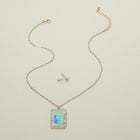 Floral Frame Pendant Necklace – Geometric Chain – Modern Pendant Artistic Jewelry Gift