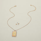 Floral Frame Pendant Necklace – Geometric Chain – Modern Pendant Artistic Jewelry Gift