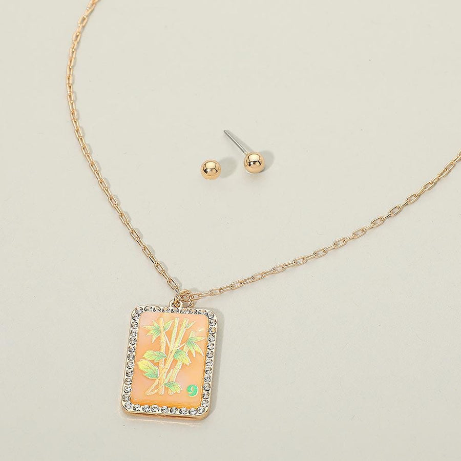 Floral Frame Pendant Necklace – Geometric Chain – Modern Pendant Artistic Jewelry Gift