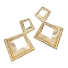 Bold Textured Metal Geometric Open Square Drop Statement Earrings - Modern Square Dangle Earring