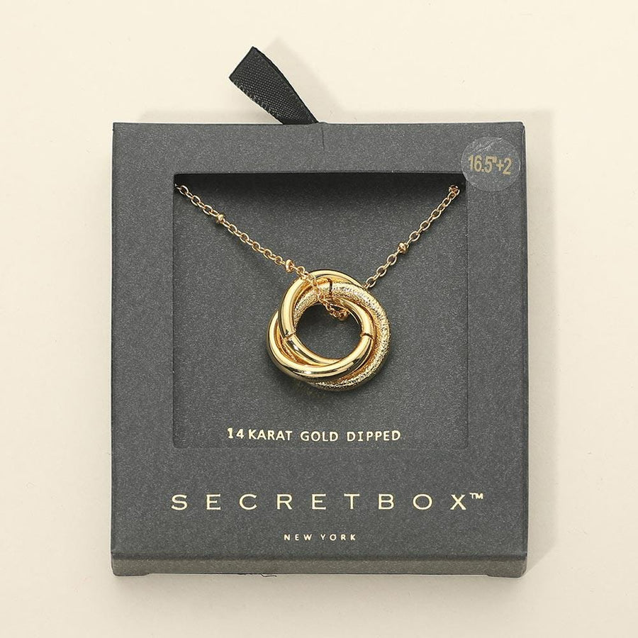14K Gold Dipped Interlocking Circles Pendant Necklace – Dainty Layering Bridal Jewelry