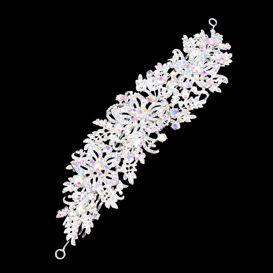 Rhinestone Floral Leaf Vine Headpiece – Crystal Headband for Wedding, Hair Accessory for Bride & Bridesmaids